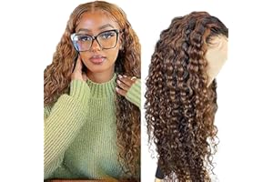 Zeslaerr Cabello Humano 5X5 Lace Front Wig Human Hair Deep Wave P4/30 Highlight Brown No Tangles Swiss Lace Peruk Brecirian Virgin Pre Plucked Natural Hairline Closure Wig 30 Inch