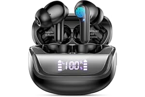 DONERTON Cuffie Bluetooth 5.4, Auricolari Bluetooth Stereo HiFi con 4 HD Mic, Cuffie Wireless 45 Ore LED Display, in Ear Cuffiette Bluetooth con Cancellazione Rumore, Cuffie Senza Fili IP7 Impermeabile
