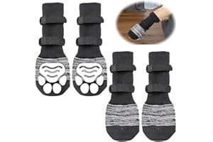 Jisrcha 4 Pezzi Calzini Antiscivolo Cane con Velcro, Calzini per Cani, Calzini Antiscivolo per Cani per Pavimenti in Legno Duro, Calzini Cane Ferite di Piccola, Media E Grande Taglia (M)