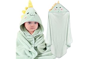 AUIRSHIKY Toalla con Capucha Bebé, 80 x 80 cm Bebés Toalla Suave y Súper Absorbente,toalla de bebé con capucha, Juego de Toallas de Baño Infantiles, como Regalos Bebes, para Niño y Niña,Dinosaurio Verde