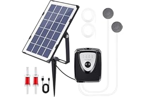 SUNJULY Aérateur Solaire de Bassin, 3 Modes de Travail Pompe à Oxygène Solaire/USB avec Batterie 4000mAh, 3.5W 6V Pompe à Air Aquarium Silencieuse Pompe à Oxygène pour Bassin Jardin Bassin Pêche en Plein Air