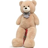 Peluş 120 cm Papyonlu Sevimli Ayı - Sevgiliye &Ouml;zel Hediye BOZ