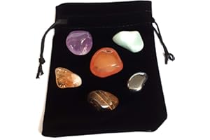 WILD THERAPIES 6 x Tumble Stones Addiction & Craving Crystal Pack - Amethyst - Aquamarine - Carnelian - Citrine - Hematite - Tiger eye - Tumble Stone Pack