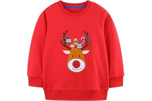 Smazero Little Girls Christmas Jumper Sweatshirt Kids Cotton Crew Neck Xmas Pullover Tops for Children 2-9 Years