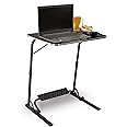 TABLE MAGIC- BADE Multipurpose Laptop Table Mat Finish - Adjustable, Foldable, Portable, Engineered Wood Top with Footrest, Top Size 60 * 45cm (TABLE MAGIC Bade Midnight Black, X-Large)