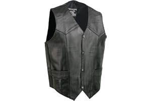 Event Biker Leather Men's Promo Basic Leather Vest (Black, XXX-Large)