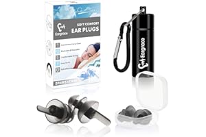 EARGRACE Tapones para los oídos para dormir 2 pares - SNR 32dB Tapones para los oídos con reducción de ruido, tapones reutilizables de silicona suave para dormir, roncar, viajar, estudiar, trabajar