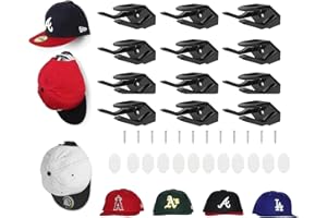 Guidre 12 pcs Colgador de Sombreros,Béisbol Organizador sin Perforación,Colgador para Sombreros de Pared,Perchero para Gorras de béisbol Organizador de Sombrero Gorras Adhesivo para Pared