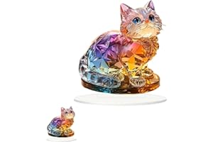 FUFUPAW Katzen Deko, Deko Katze, 2D Acryl Rainbow Katzenfigur Schreibtischdekoration für Büro Wohnzimmer und Raumdekoration, Ideal für Freunde Familie und Katzenliebhaber Als Geschenk Oder Heimdekoration