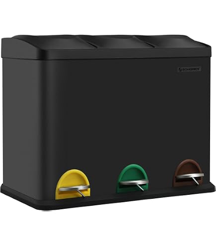 Poubelle à Pédale 60L MAXCRAFT - Acier Anthracite - Fermeture Douce - 2 Bacs - Neuf