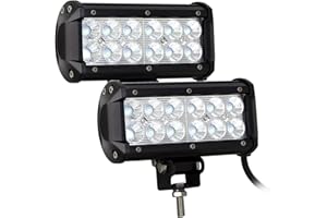AUXTINGS 2 piezas 7 pulgadas (17.8cm) 36W flood led barra de trabajo 12v-24v focos incluye soportes de metal y camión barca machine trailer bulldozer 4x4 offroad car