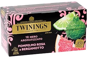 Twinings, Tè Nero Aromatizzato Pompelmo Rosa e Bergamotto, Gusto Fresco e Agrumato, Infusi e Tisane, 1 Confezione da 25 Filtri