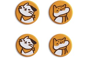 eXtremeRate PlayVital Copri Analogici in Silicone per Nintendo Switch/Switch OLED Joycon,Cover Levette Analogiche Joystick Thumb Grip Cap per NS Switch Lite(Gattino&Cagnolino)-Giallo