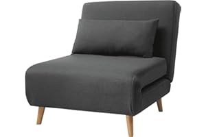 ‎ASUKALE Asukale Schlafsofa, 4 in 1 Schlafsessel mit Bettfunktion, Schlafcouch, Gästebett, Einzelsofa, Polstersofa, mit Verstellbarer Rückenlehne,Chaiselongue, für Schlafzimmer, Wohnzimmer Grau