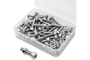 MINHER M5-0.8 x 20mm 60PCS Socket Head Cap Screws Bolts and Nuts Set 304 Stainless Steel 18-8 Allen Socket Drive