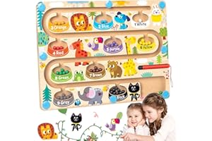 Hobubu Montessori Toys for 3 4 5 6 7 Year Old Boys Girls Maze Wooden Toys Magnetic Color and Number Maze Fine Motor Skills Toys for Toddlers Color Sorting Toys Educational Toys Sensory Toys (Animals)