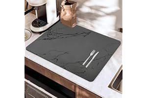SOQKEEN Tappetino Assorbente Cucina, Tappetino Scolapiatti Con suola in gomma antiscivolo, Tappetino Macchina Caffe (Marmo grigio, 30x40cm)