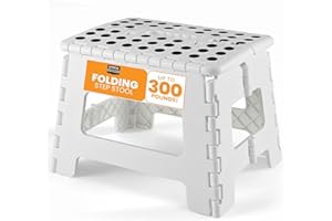 Utopia Home Tabouret Pliant 23 cm, Surface antidérapante Portable pour Enfants et Adultes, Pliable Robuste avec poignée de Transport, capacité de Charge de 272 kg, Paquet de 1, Blanc