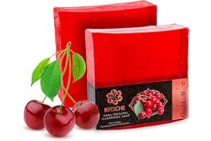 PANU NATURAL Panu Ciliegia Soap - Sapone da doccia vegano per tutti i tipi di pelle - Sapone naturale come gel doccia solido e shampoo solido - Pezzo di doccia naturale - Sapone senza animali