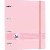 Oxford, 4 Ring Binder A4+ Polyfoam Plastic with Rubber | Includes 5 x 5 grid refill with 5 colour strips, bubblegum pink