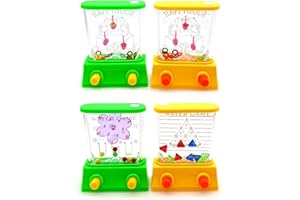 JZK 4x 80s 90s retro classic handheld game, ring toss water game with hoops, water hoopla games for kids adults, concentration game toy, Family party games idea gadget