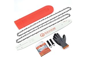 SAVIOR 2-pack Sägeketten mit 35 cm Kettensägen Schwert & Schwertschutz, Ersatzkette 3/8"LP 1,3 mm 52 TG, Kompatibel mit Husqvarna, Einhell, Dolmar, Makita, Oregon und mehr