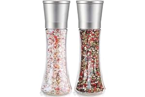 Gufoltie Salz und Pfeffermühle Set mit verstellbarem Keramikmahlwerk Edle Gewürzmühle aus Hochwertigem Edelstahl salzmühle für grobes salz