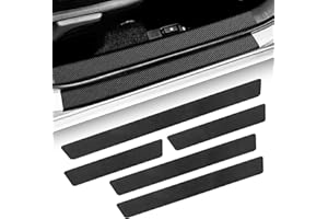 EXIN DECHEN 5 Pièces Protection Seuil de Porte de Voiture, Autocollant De Seuil De Porte Voiture, Protection Seuil de Porte Voiture, Protecteur de Seuil de Porte, Fibre Carbone Protecteur Voiture