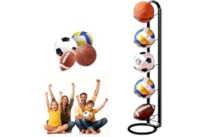 axbeeax Ball Storage Rack, Removable Cube Football Stand Durable Basketball Ball Stand Organizer Vertical Ball Rack Display Stand for Volleyball Basketball Football Indoor Outoor