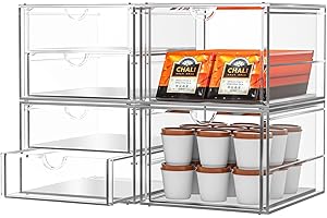 StowBin Schreibtisch-Organizer mit 6-Schubladen, 4er Stück Schubladenbox, Durchsichtige Acryl Büro Organizer, Make-up-Organisator, Aufbewahrung für Bürobedarf, Schmuck, Stifte & Schreibwaren