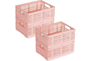SENHOGLB Senloglb 4er-Set Klappboxen Faltbare (3,2 cm) 19l BelüFtete Faltkiste Aus Robustem Kunststoff - 40x30x16cm Klappkiste Groß mit Verriegelung für Küche, Kleidung, Spielzeug & Kofferraum, Rosa