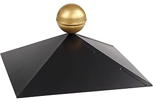 SAUERLAND SunnyDeals Pavillon-Haube | Pavillondach 4-eckig | schwarz glänzende Pulverbeschichtung | Messingkugel | edle Optik | Firsthaube | Kantenlänge 34,5 cm