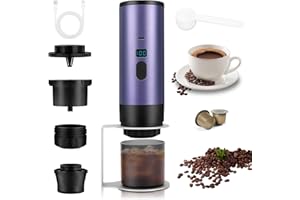 WODHMIEY de cápsulas portátil eléctrica con pantalla recargable, 7800 mAh, compatible con cápsulas Dolce Gustos de Nespressos y café en polvo para viajes, oficina o hogar