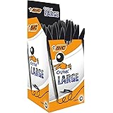 BIC Cristal Large Ballpoint Pens, Every-Day Biro Pens with Wide Point (1.6 mm), Ideal for School, Black Ink, Pack of 50