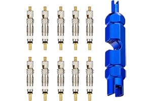 HAQATR 11Pcs Presta Valve Cores,Bicycle Presta Valve Core Removal Tool Kit,Valve Core Removal Tool Replacement Set for Universal Road Bike and Mountain Bicycles Includes Valve Wrench