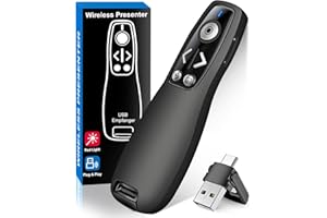 ‎HELLCOOL Presenter USB C, 2.4 GHz Wireless Powerpoint Fernbedienung via USB A & USB C Empfänger, Rot Pointer für Präsentationen, Präsentationsfernbedienung für Windows/Mac/PowerPoint/Keynote/Google Slides/PDF
