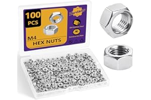 ZERDANS M4 Hex Nuts, 100Pcs Hardware Metal Nut, (18-8) 304 Stainless Steel Metric Set, Assorted Hardware Sets for Bolt for Furniture, Automotive, Industry and Construction