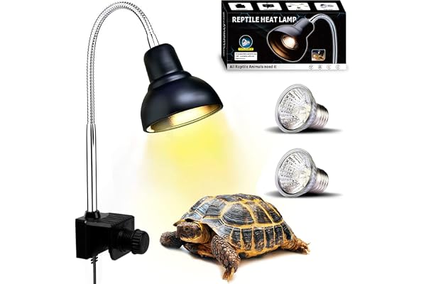 PewinGo Lampe Chauffante Tortue, Lampe Reptiles et Amphibiens avec 2 Ampoules Basking Spot UVA UVB et Pince Pivotante à 360 ° adapté pour Tortue, Serpent, Lézard, Cacatoès, Caméléon etc.