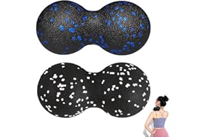 AHLMA 2 Pezzi Pallina Massaggio Muscolare Rullo Pilates Attrezzi Pilates per Casa Adatto per Alleviare Vari Dolori Muscolari su Schiena Collo Spalle Braccia Mani e Piedi(Bianco Blu)