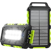 TOENNESEN Power Bank Solar 26800mAh, PD 22,5W, Portable Quick Charge | 3 Outlets, Flashlight &amp; Carabiner, Outdoor Camping, Co
