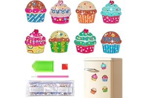 BAERTMY Diamant Peinture Aimant Frigo 5D DIY Diamant Painting Magnet Frigo Aimants de Réfrigérateur Enfant Decoratif pour Tableau Blanc (8 Pièces)