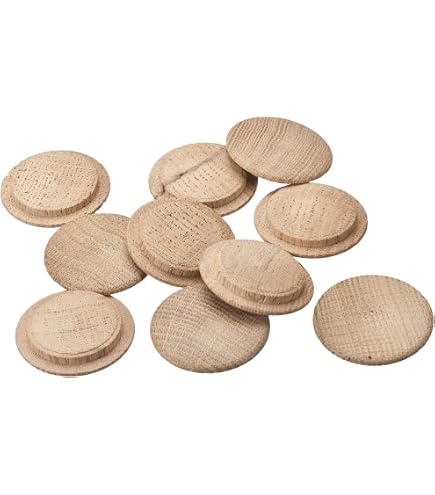 METERXITY 25-Pack Beech Wood Plugs – 15x10mm Flat Head Screw Hole Covers – For Furniture, Stairs, Chairs, And DIY Crafts