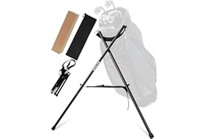 BIG TEETH Support de sac de golf pour chariot/dimanche/sacs de transport légers et pliables - Accessoires portables - Pieds pliables - Noir