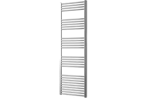 GREENED HOUSE Chrome Straight Heated Towel Rail 500mm wide x 1600mm high Flat Central Heating Towel Radiator