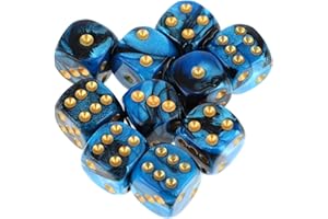 DSLSQD 10 kolorowych kostek, wielościenne kostki 16 mm, duże akrylowe kostki do gry, 6-stronny zestaw do klasy, nauki matematyki, gier planszowych, gier i rolek (kolor niebiesko-czarny)
