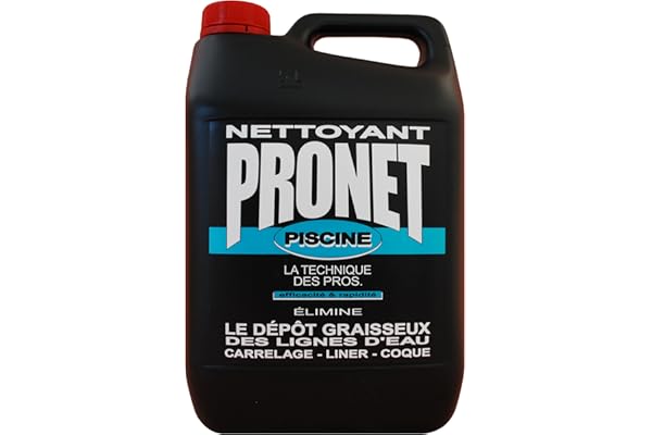 PRONET - Nettoyant Ligne d'eau Piscine et Spa - Nettoie et dégraisse efficacement - Elimine Les Taches et dépôts Gras sur Liner, Coque et carrelage - Application Facile et Rapide - 5 L
