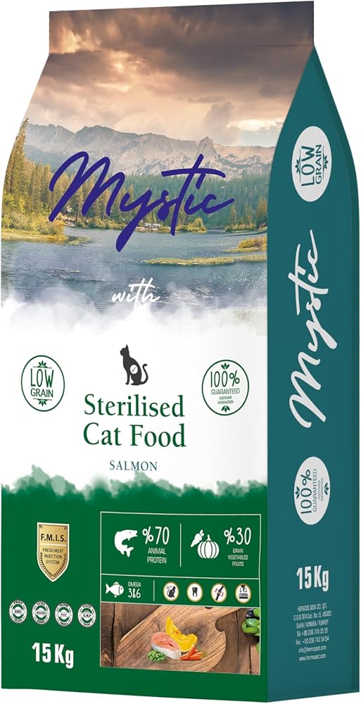 Mystic Az Tahıllı Yetişkin Kedi Maması Steril Somonlu 15 kg