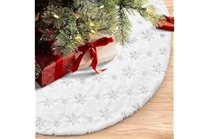 Infreecs 120cm Weihnachtsbaum Decke, Rund Weihnachtsbaum Rock mit Silber Schneeflocken, Weiss Weihnachtsbaumdecke Weihnachtsbaum, Christbaumständer Decke, Weihnachten Party Decke Rock Dekorationen