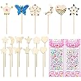 TYXHXTF 12 Sets Fairy Wands, Princess Fairy Wands Kit, DIY Magical Wand, DIY Crafts, Craft Kits, Unfinished Wooden, with Gem Stickers, Arts Crafts, Gifts for Girls, for Birthday Halloween Party