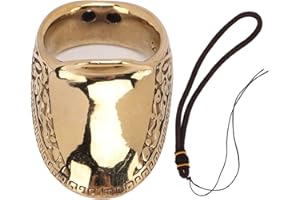 VBESTLIFE Archery Thumb Rings, Good Engraving Pattern Thumb Protector Rings with Anti Lost Rope for Outdoor Hunting(23mm)